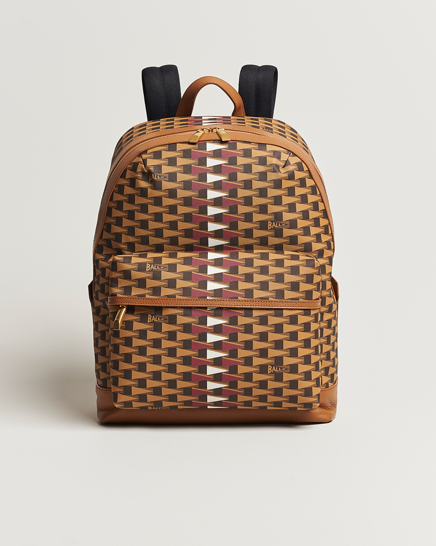 Men | Bally Pennant Monogram Leather Backpack Brown | Bally | Pennant Monogram Leather Backpack Brown