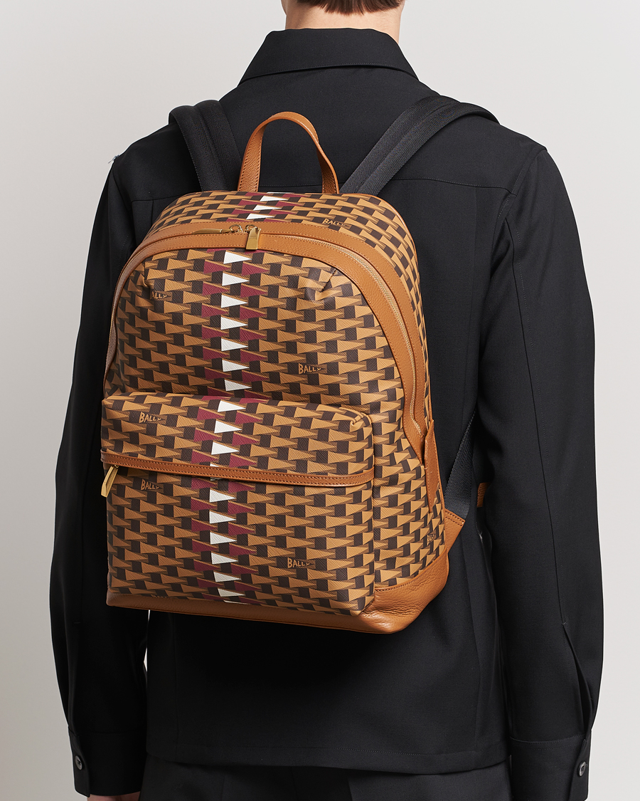 Men |  | Bally | Pennant Monogram Leather Backpack Brown