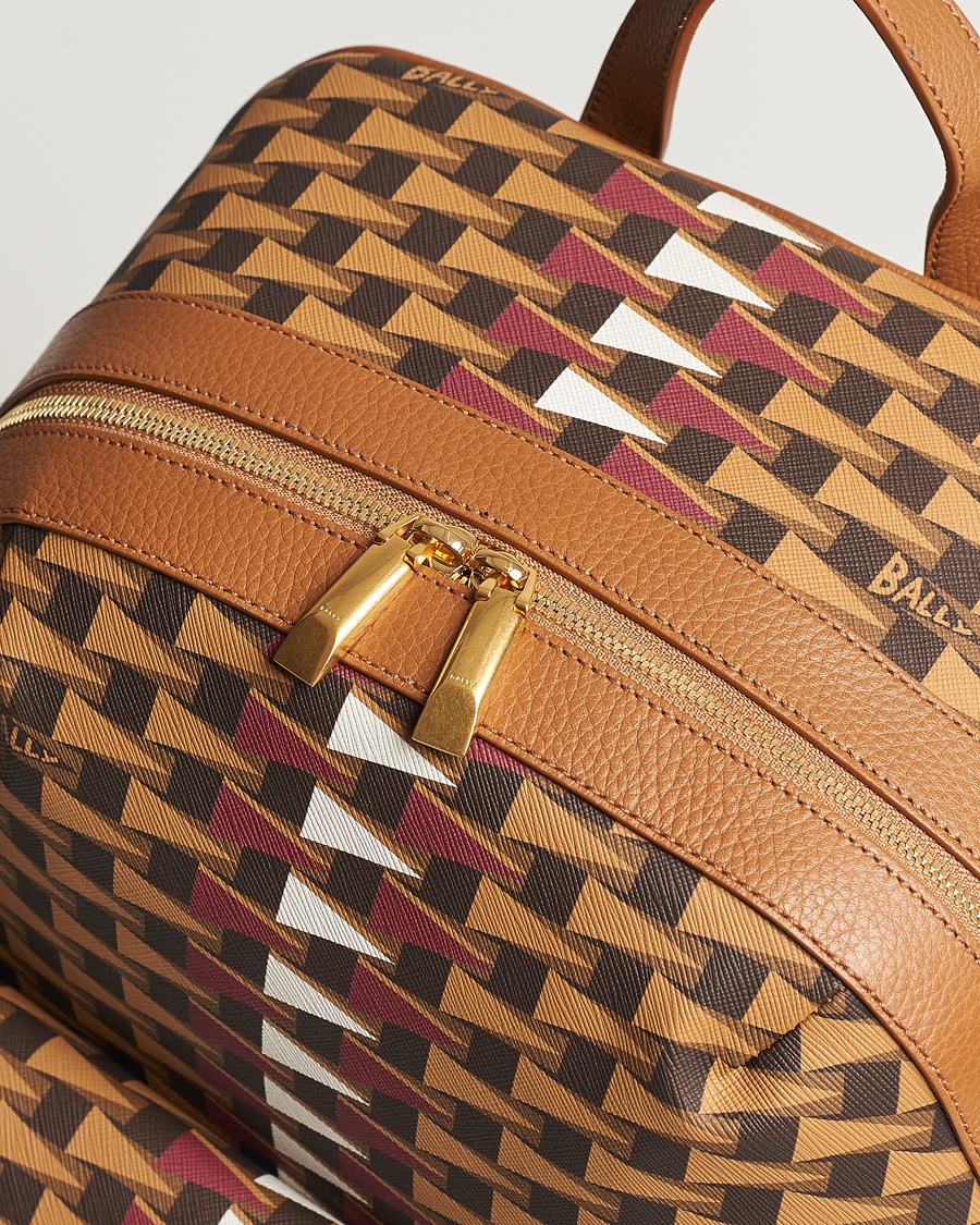 Men | Bally Pennant Monogram Leather Backpack Brown | Bally | Pennant Monogram Leather Backpack Brown