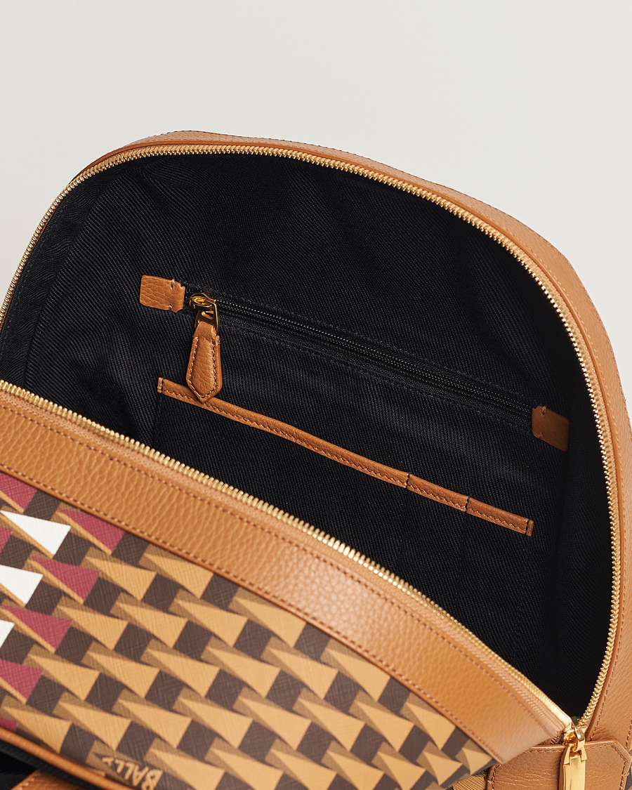 Men | Bally Pennant Monogram Leather Backpack Brown | Bally | Pennant Monogram Leather Backpack Brown