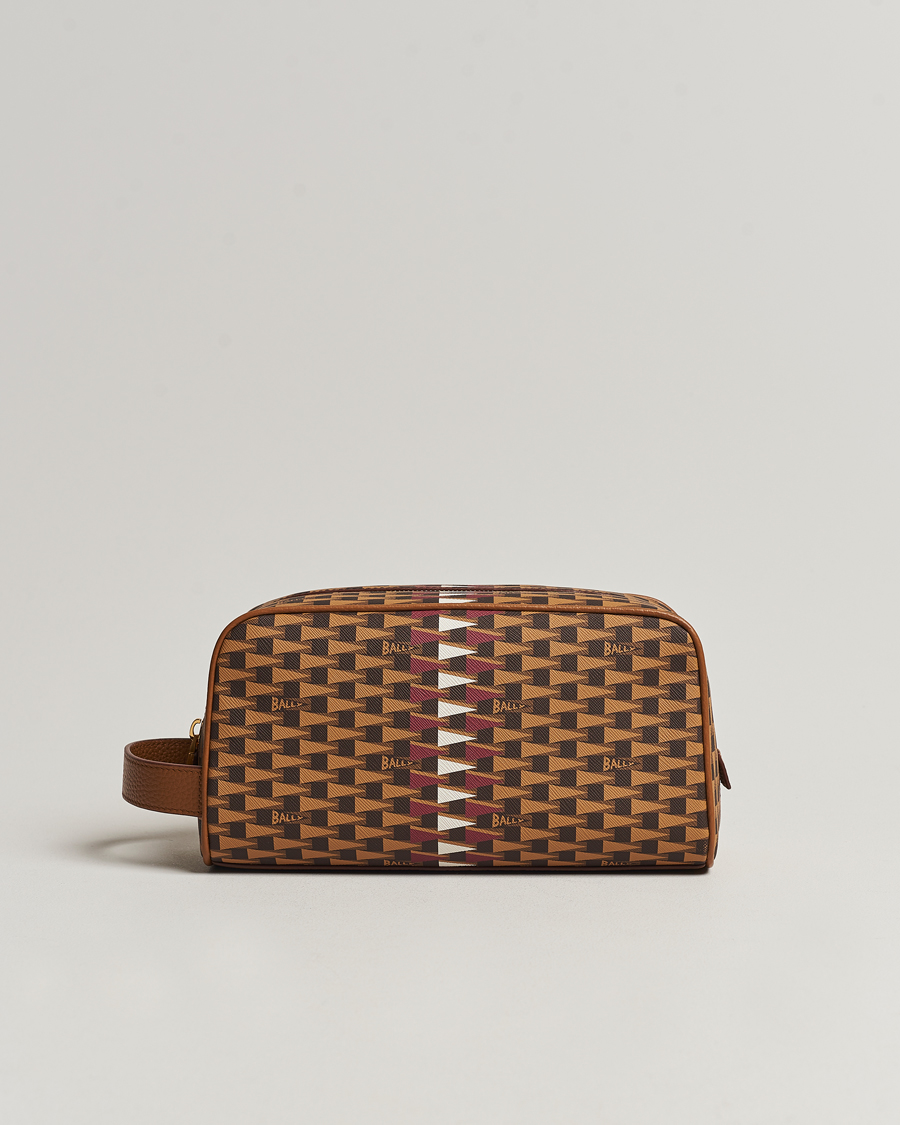 Men | Bally Pennant Monogram Leather Washbag Brown | Bally | Pennant Monogram Leather Washbag Brown