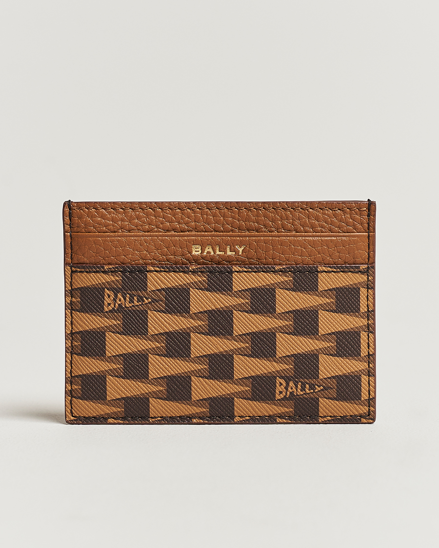 Men | Bally Pennant Monogram Leather Card Holder Brown | Bally | Pennant Monogram Leather Card Holder Brown