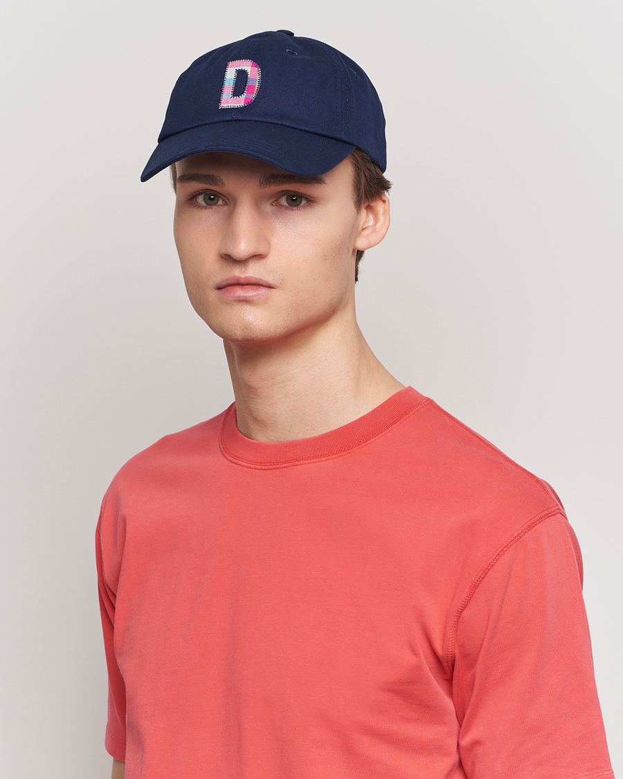 Men | Hats & Caps | Drake\'s | Madras D Aplique Baseball Cap Navy