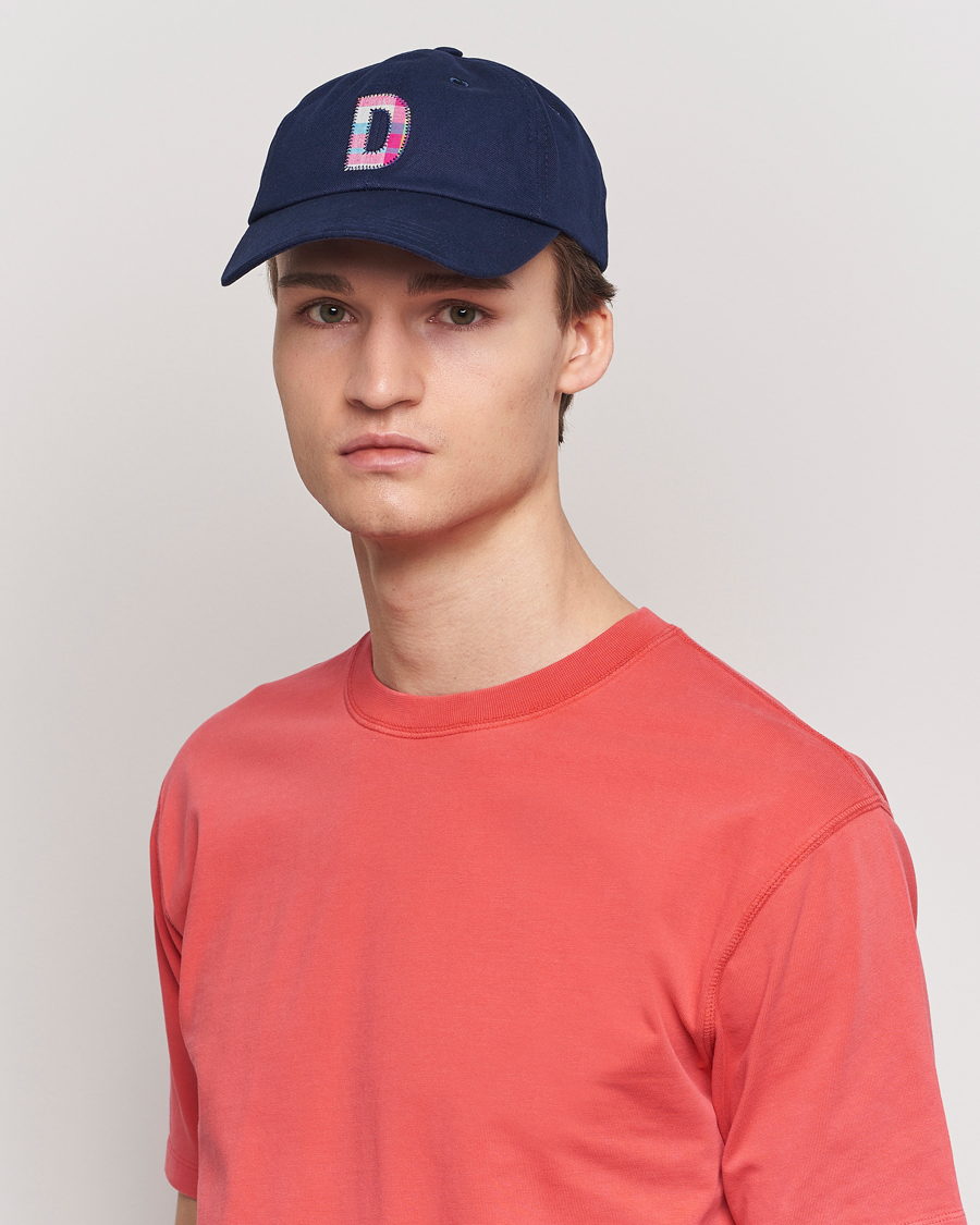 Men | Drake's Madras D Aplique Baseball Cap Navy | Drake's | Madras D Aplique Baseball Cap Navy