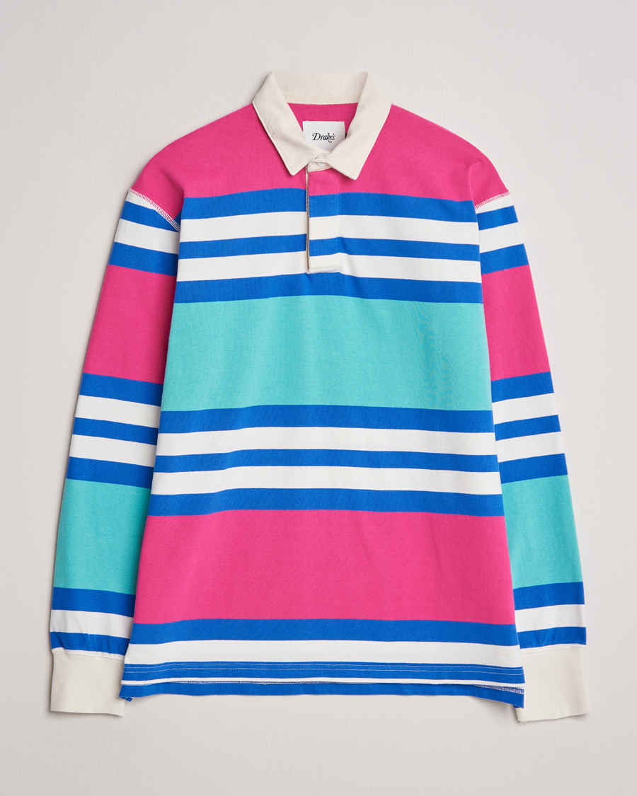 Men | Sweaters & Knitwear | Drake's | Long Sleeve Stripe Rugby Shirt Multi