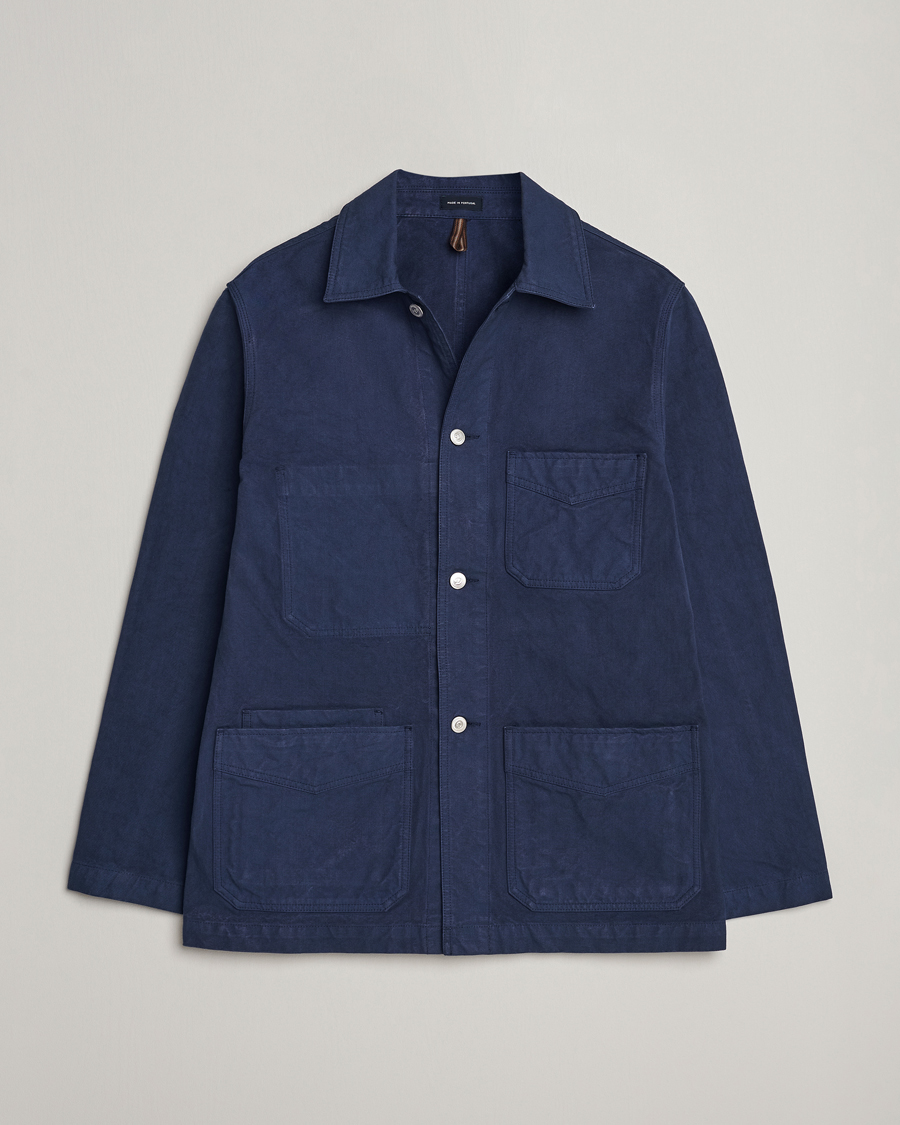 Men | Coats & Jackets | Drake's | Duck Cotton Canvas Shore Jacket Navy