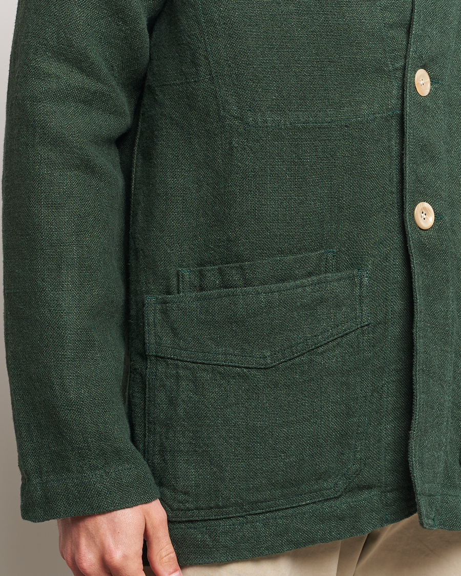 Men | Coats & Jackets | Drake's | Heavy Linen Chore Jacket Green