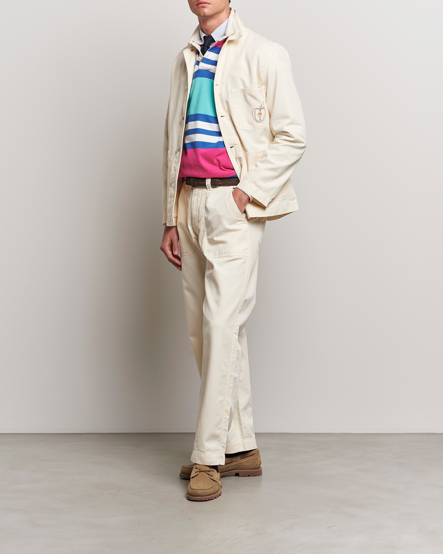 Men | Shirts | Drake's | Herringbone Fatigue Cotton Jacket Ecru