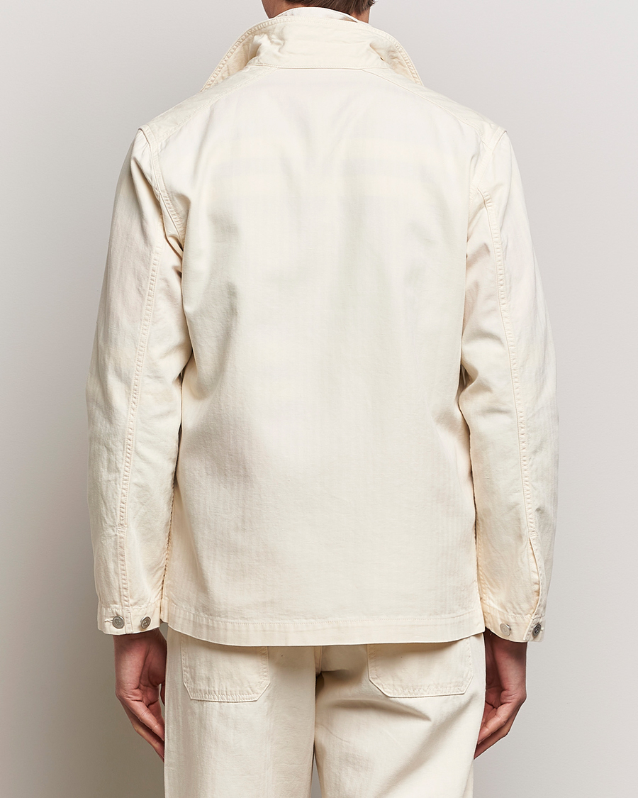 Men | Shirts | Drake's | Herringbone Fatigue Cotton Jacket Ecru