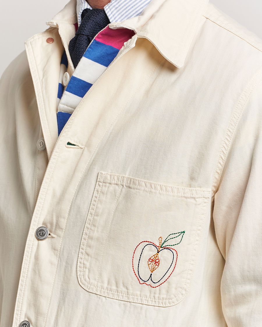 Men | Shirts | Drake's | Herringbone Fatigue Cotton Jacket Ecru