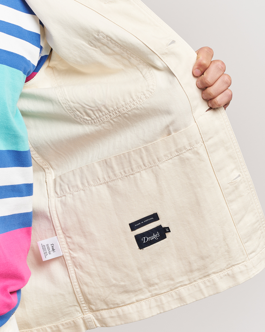 Men | Shirts | Drake's | Herringbone Fatigue Cotton Jacket Ecru