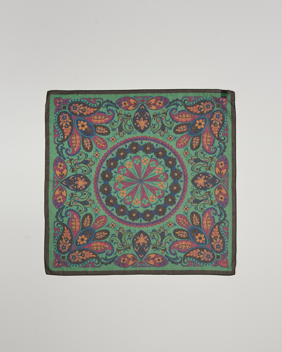 Men | Drake's Folk Flower Bandana Green | Drake's | Folk Flower Bandana Green