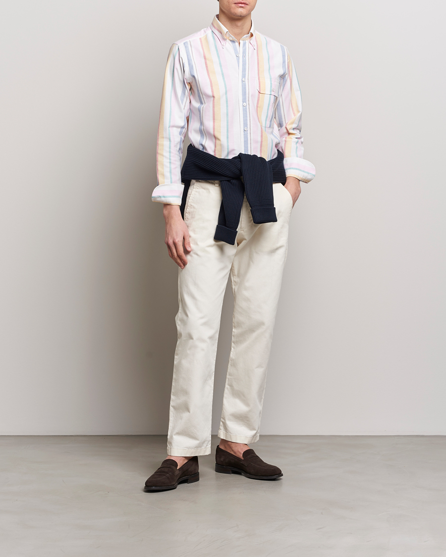 Drake's Multi Stripe Oxford Shirt Multi at CareOfCarl.com
