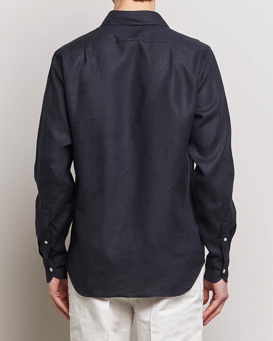 Men | Shirts | Drake's | Linen Summer Shirt Navy