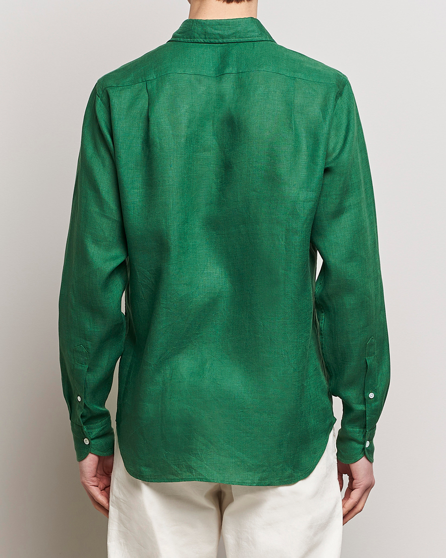 Men | Shirts | Drake's | Linen Summer Shirt Green