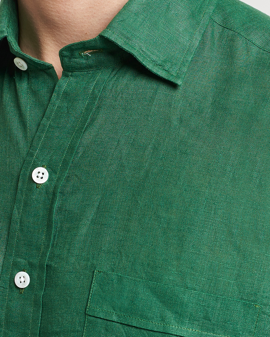 Men | Shirts | Drake's | Linen Summer Shirt Green