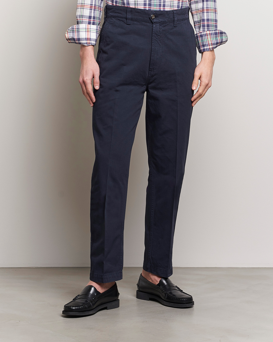 Men | Preppy Authentic | Drake's | Cotton Flat Front Chino Navy