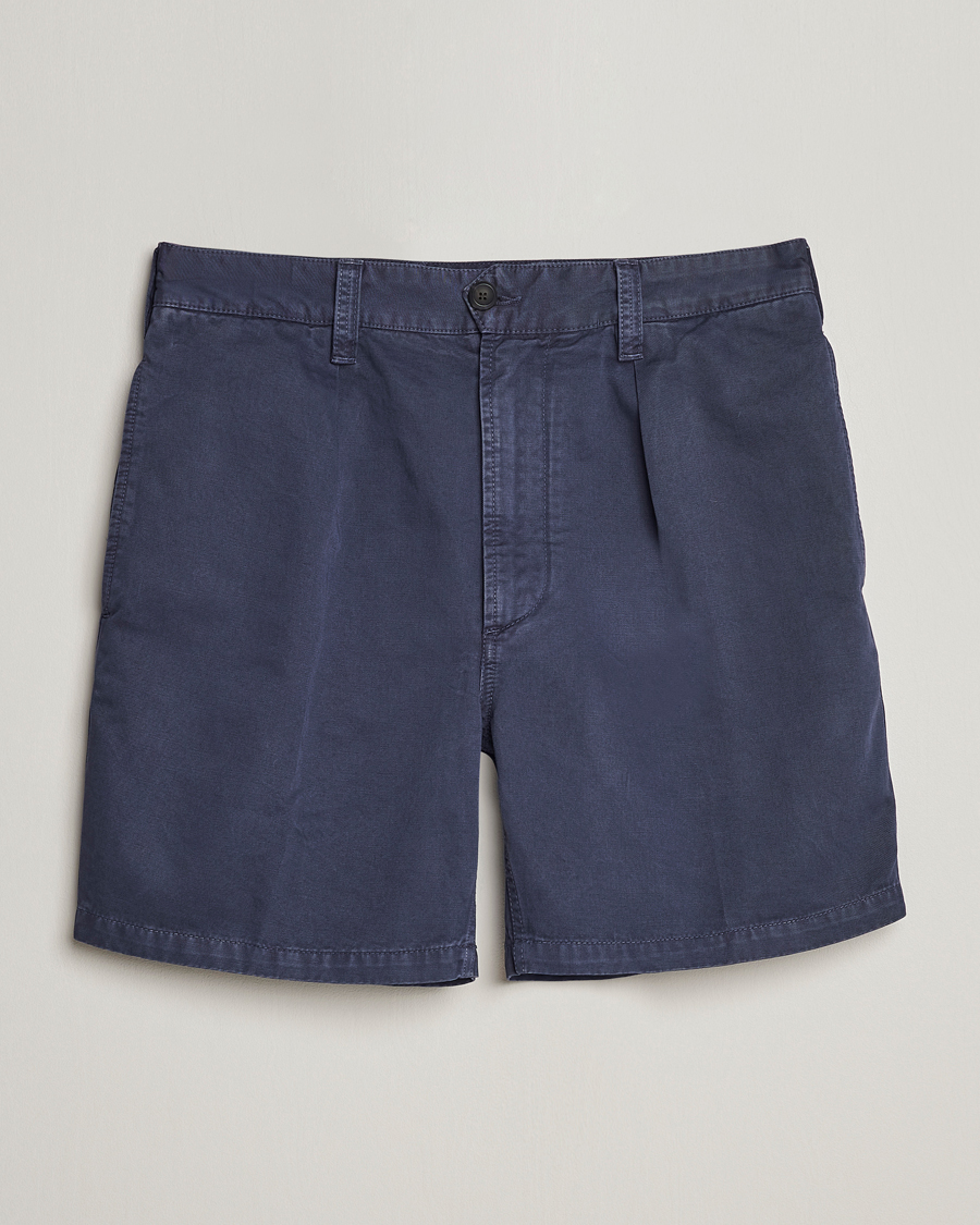 Men | Shorts | Drake's | Cotton Twill Chino Shorts Washed Navy