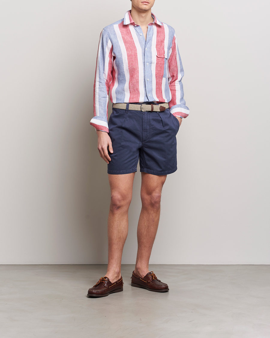 Men | Shorts | Drake's | Cotton Twill Chino Shorts Washed Navy