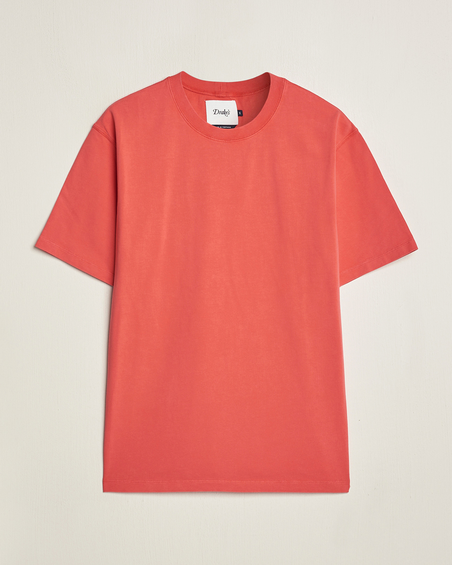 Men | T-Shirts | Drake's | Washed Hiking T-Shirt Red
