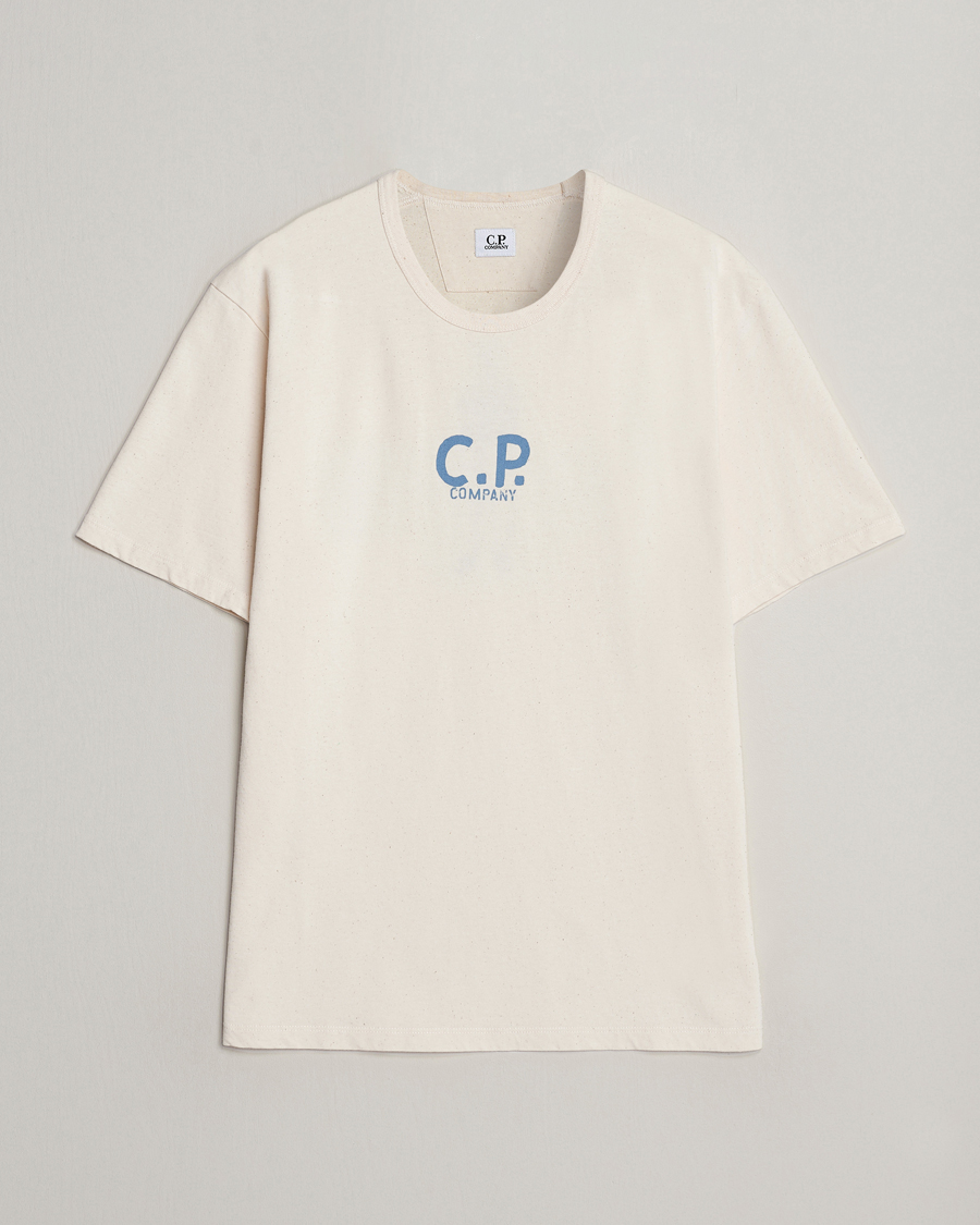 Men | T-Shirts | C.P. Company | Short Sleeve Jersey Guscette Logo T-Shirt Natural