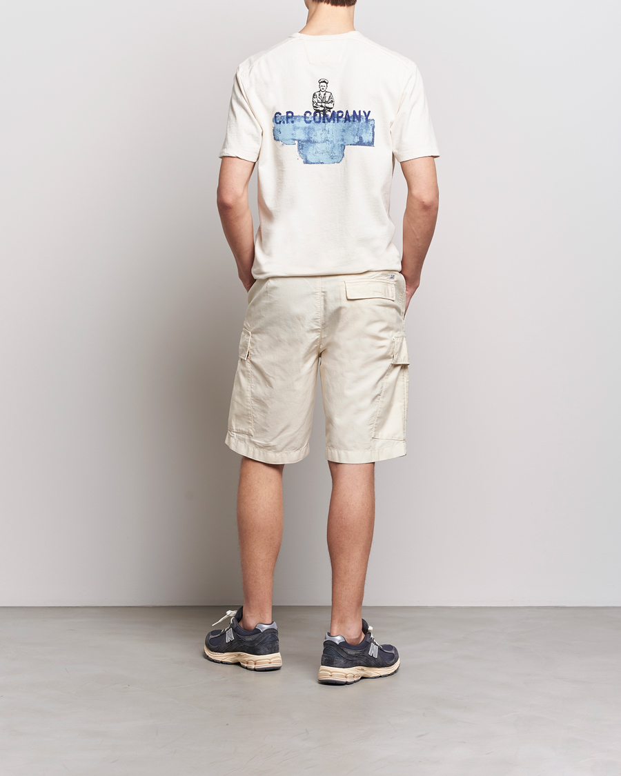 Men | T-Shirts | C.P. Company | Short Sleeve Jersey Guscette Logo T-Shirt Natural