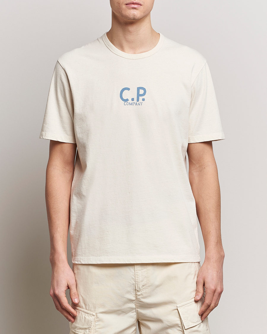 Men | T-Shirts | C.P. Company | Short Sleeve Jersey Guscette Logo T-Shirt Natural