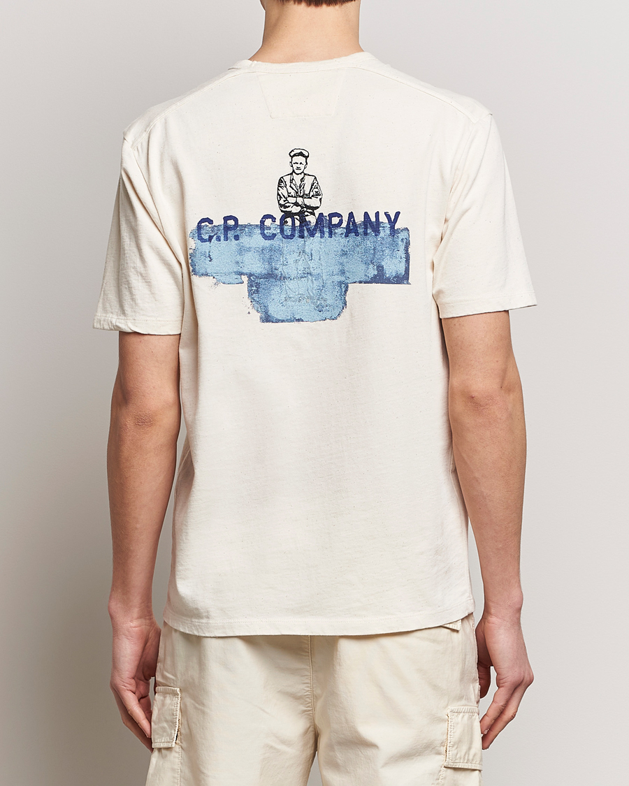 Men | T-Shirts | C.P. Company | Short Sleeve Jersey Guscette Logo T-Shirt Natural