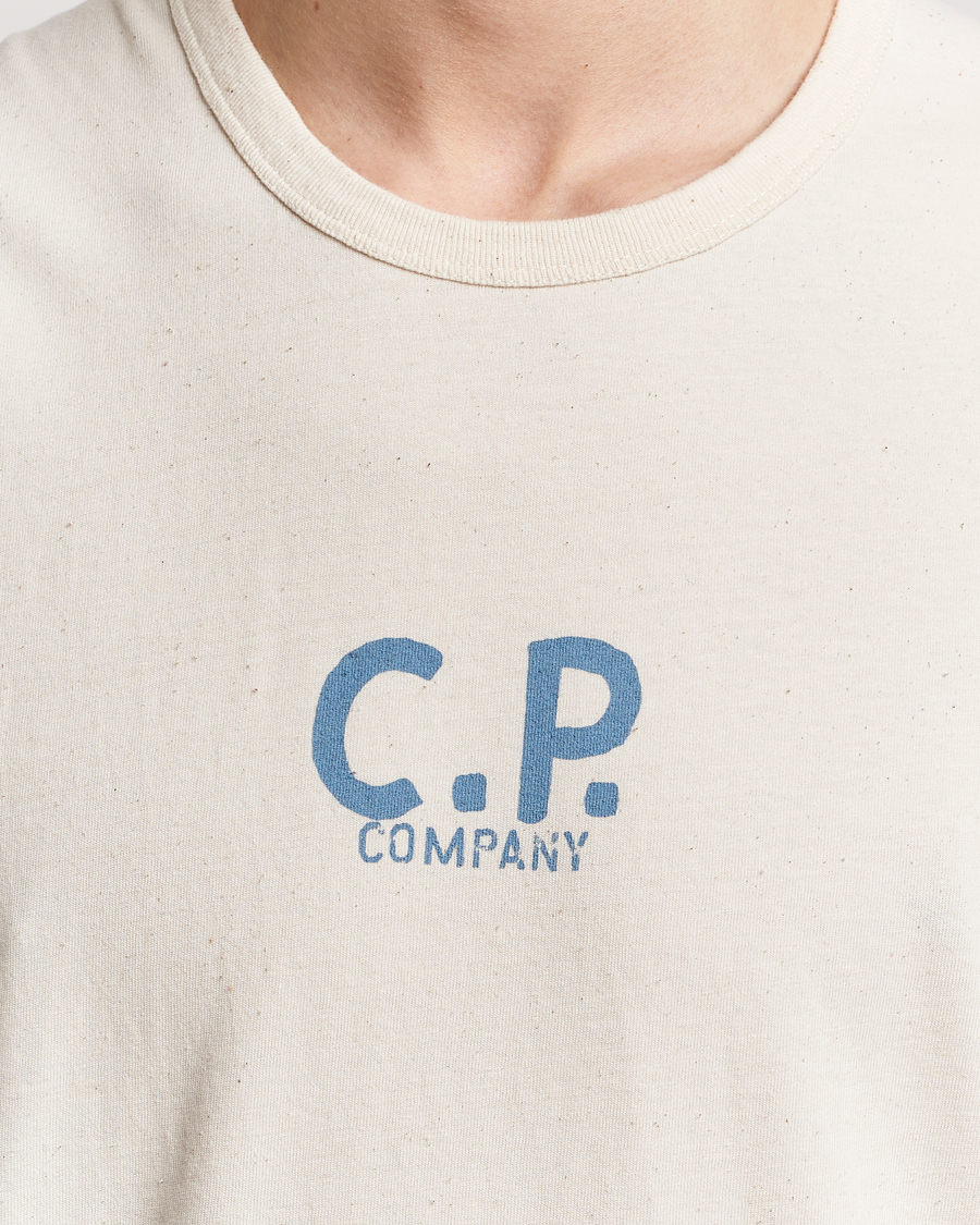 Men | T-Shirts | C.P. Company | Short Sleeve Jersey Guscette Logo T-Shirt Natural