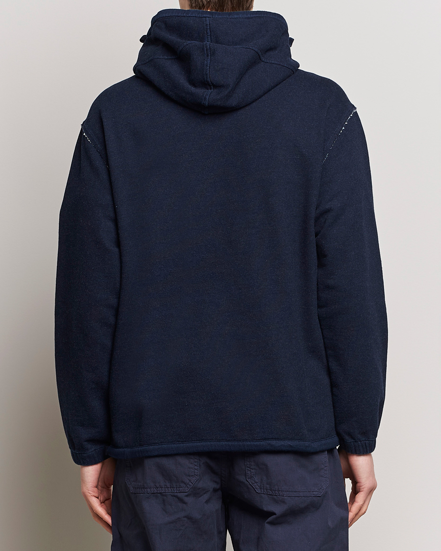 Men | Sweaters & Knitwear | C.P. Company | Washed Indigo Fleece Hooded Sweatshirt Navy