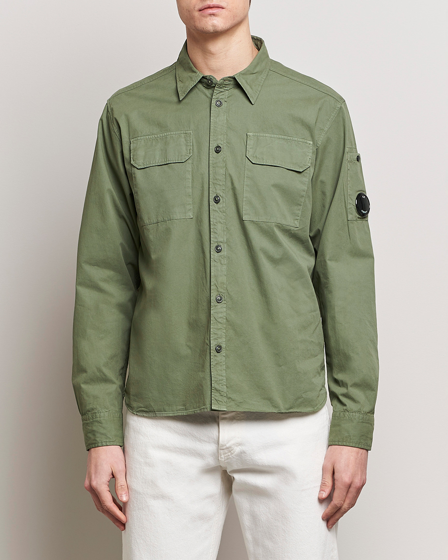 CP COMPANY｜LONG-SLEEVED SHIRTS (Linen Pocket Shirt (16C C.P. Company Long Sleeve Gabardine Pocket Shirt Green at