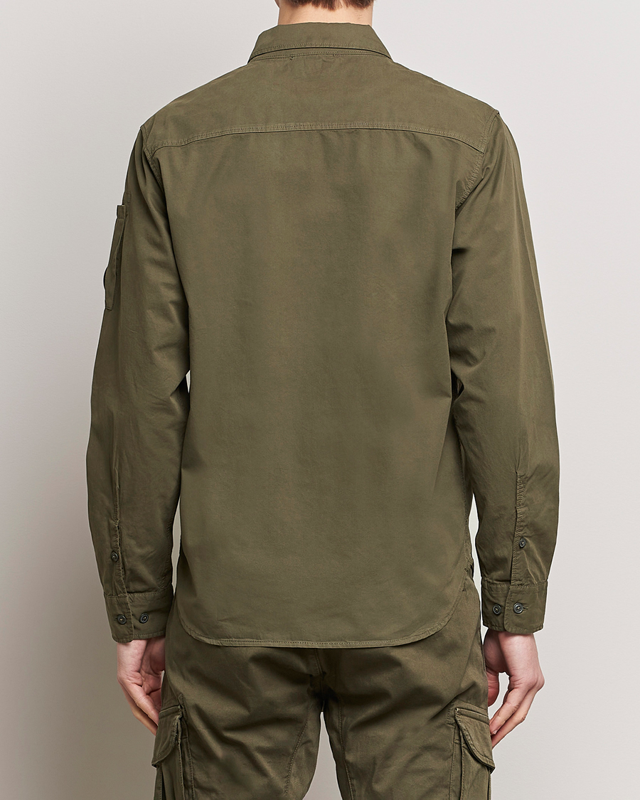 Men | Shirts | C.P. Company | Garment Dyed Gabardine Zip Shirt Jacket Army