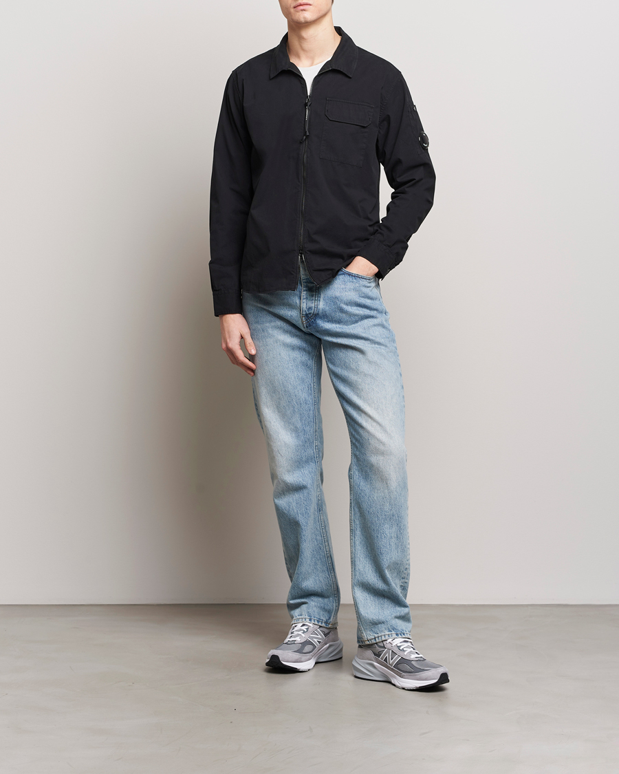 Men | Shirts | C.P. Company | Garment Dyed Gabardine Zip Shirt Jacket Black
