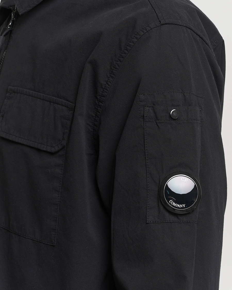Men | Shirts | C.P. Company | Garment Dyed Gabardine Zip Shirt Jacket Black