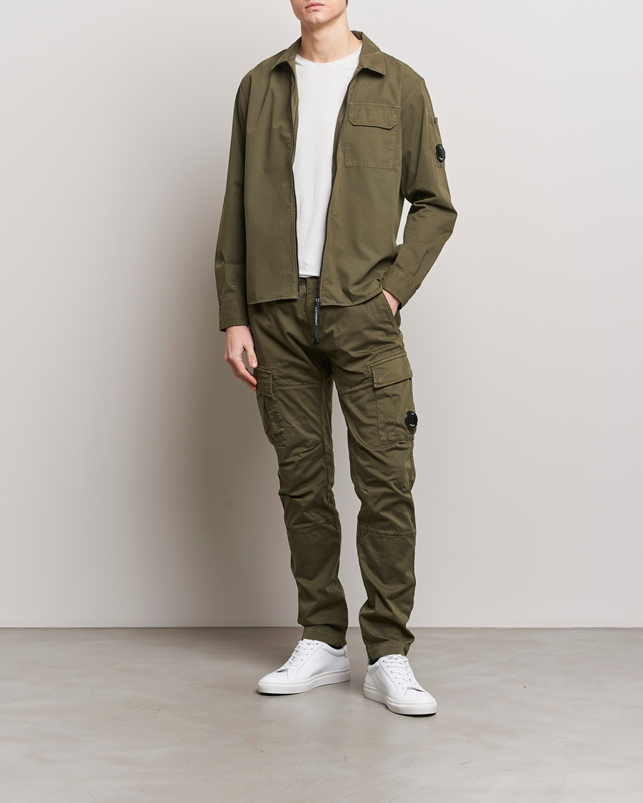 Men | Trousers | C.P. Company | Satin Stretch Cargo Pants Army