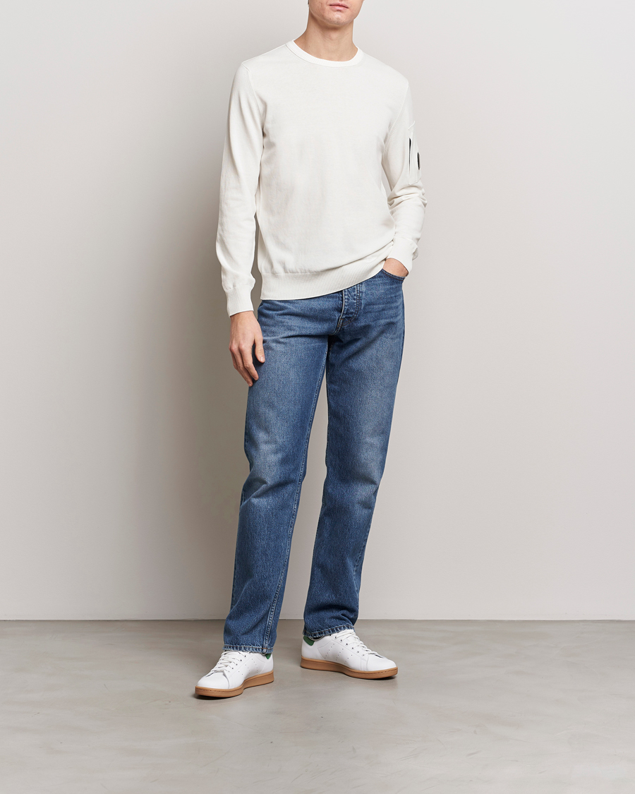Men | Sweaters & Knitwear | C.P. Company | Old Dyed Cotton Crepe Crewneck White