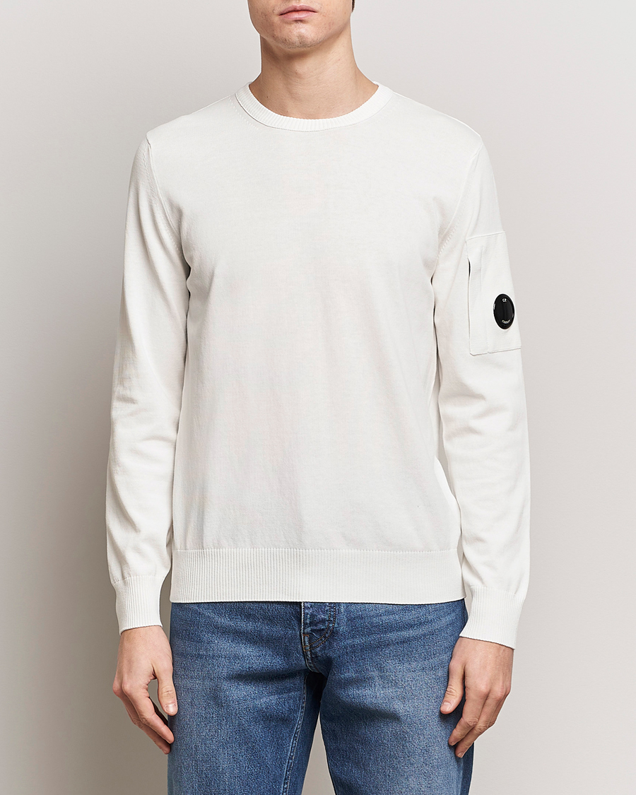 Men | Sweaters & Knitwear | C.P. Company | Old Dyed Cotton Crepe Crewneck White