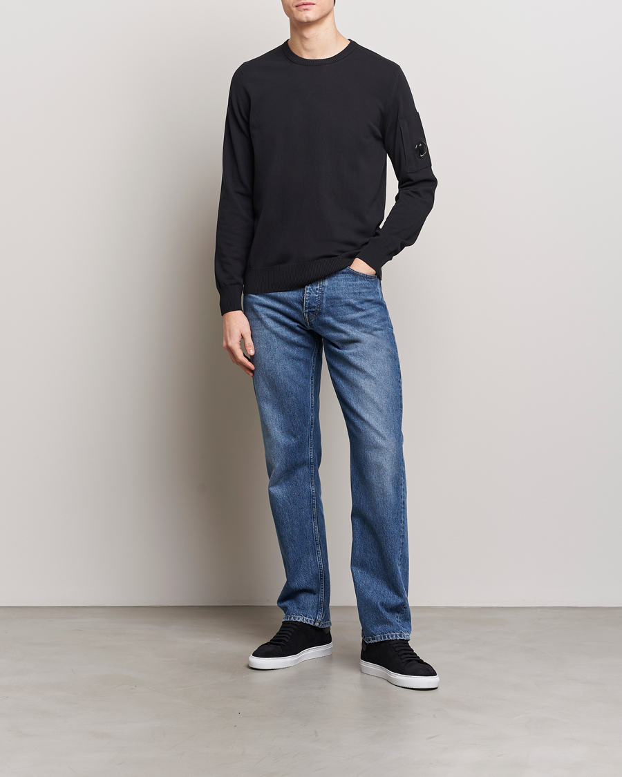 Men | Sweaters & Knitwear | C.P. Company | Old Dyed Cotton Crepe Crewneck Black