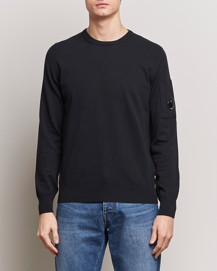 Men | Sweaters & Knitwear | C.P. Company | Old Dyed Cotton Crepe Crewneck Black