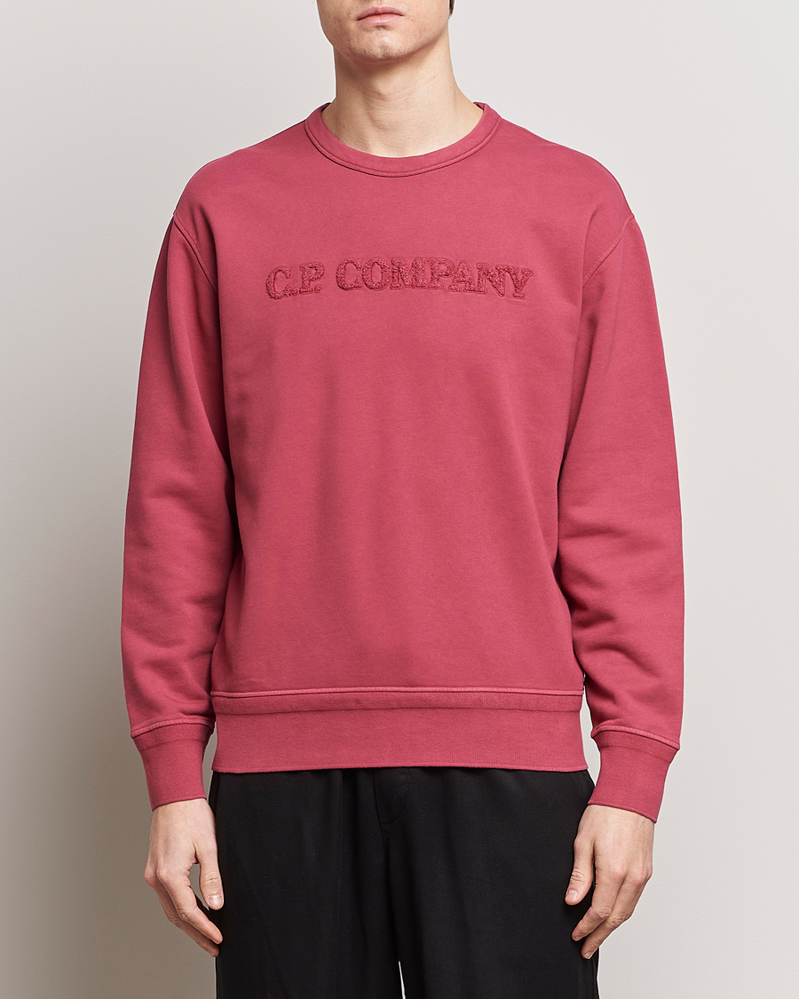 Men | Sweaters & Knitwear | C.P. Company | Resist Dyed Cotton Logo Sweatshirt Wine