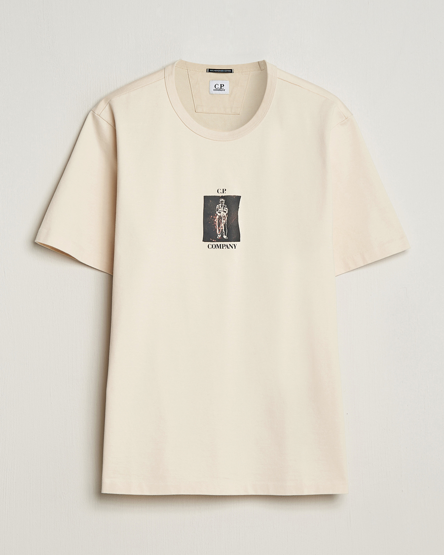 Men | T-Shirts | C.P. Company | Mercerized Heavy Cotton Back Logo T-Shirt Ecru