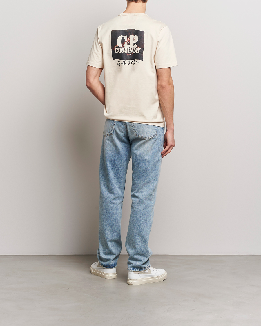 Men | T-Shirts | C.P. Company | Mercerized Heavy Cotton Back Logo T-Shirt Ecru