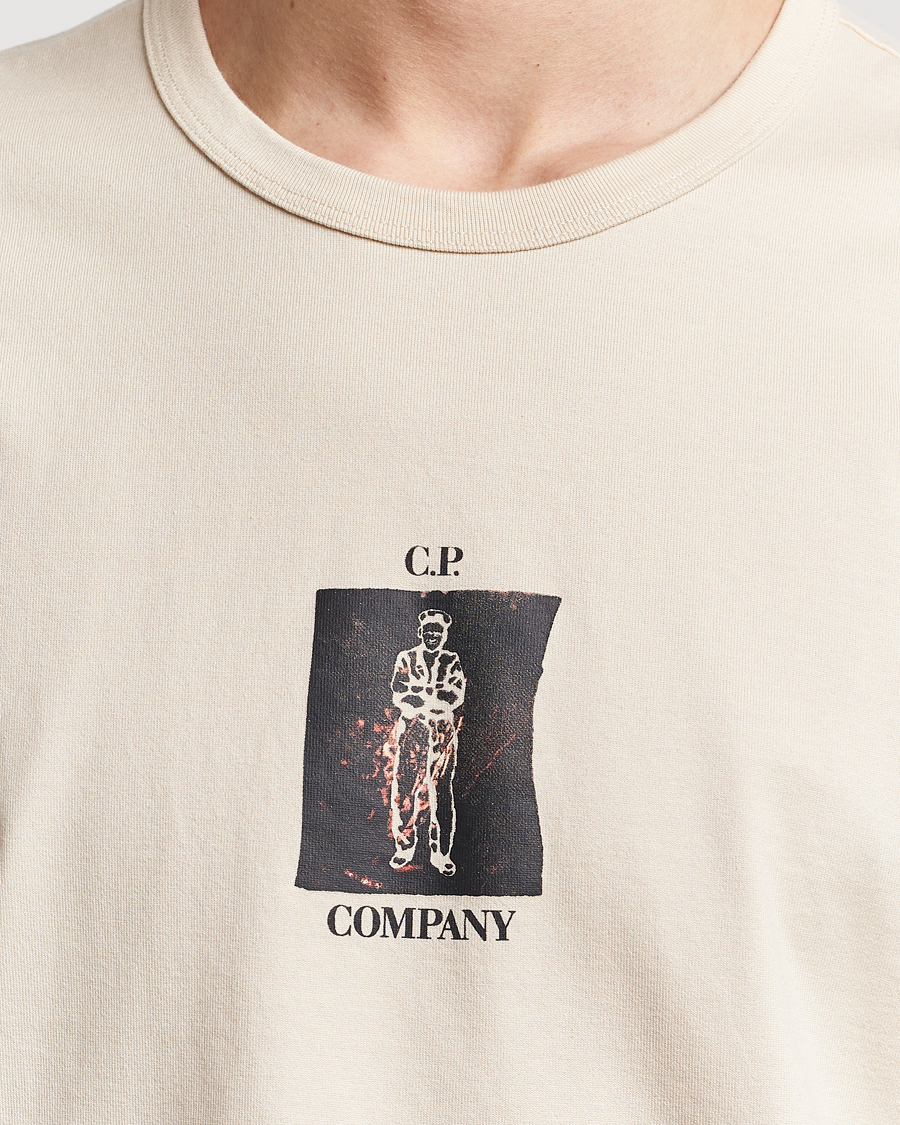 Men | T-Shirts | C.P. Company | Mercerized Heavy Cotton Back Logo T-Shirt Ecru