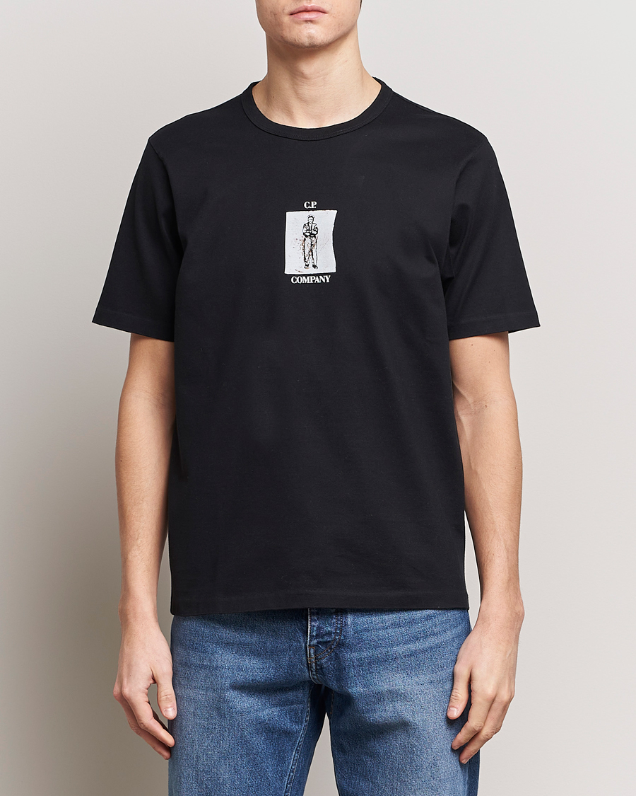 Men | Black t-shirts | C.P. Company | Mercerized Heavy Cotton Back Logo T-Shirt Black