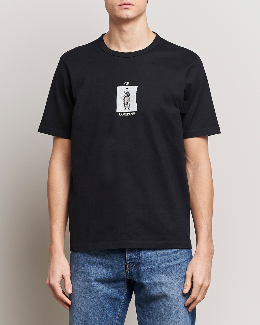 Men | T-Shirts | C.P. Company | Mercerized Heavy Cotton Back Logo T-Shirt Black