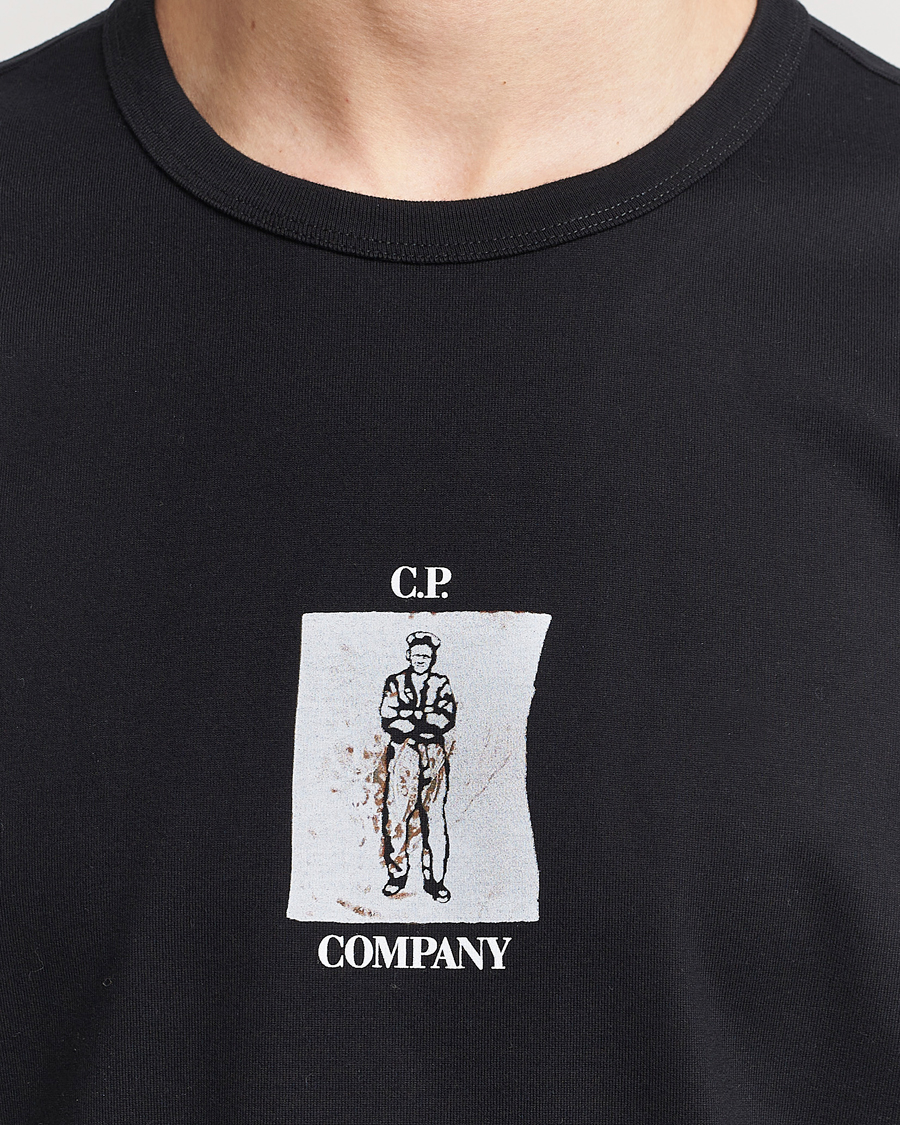 Men | T-Shirts | C.P. Company | Mercerized Heavy Cotton Back Logo T-Shirt Black