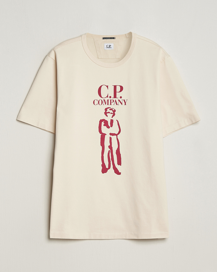 Men | T-Shirts | C.P. Company | Mercerized Heavy Cotton Logo T-Shirt Ecru