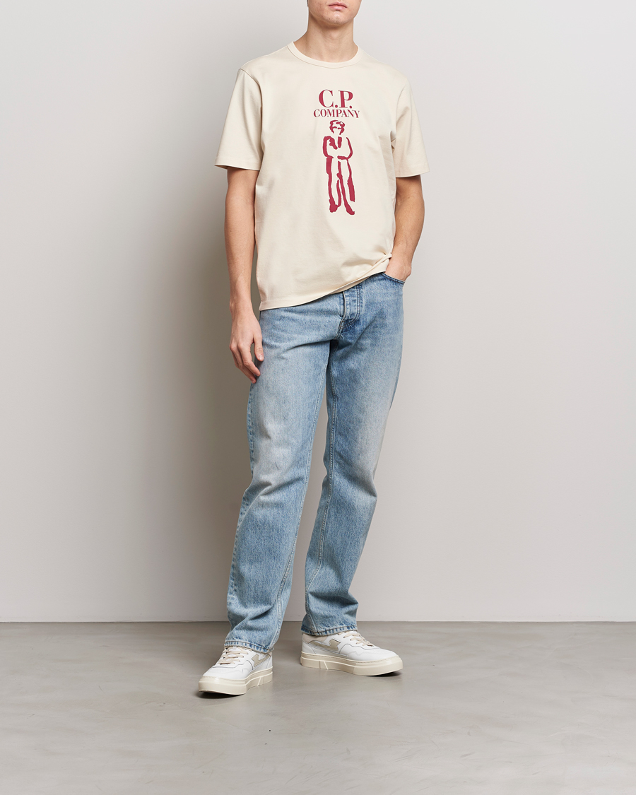 Men | T-Shirts | C.P. Company | Mercerized Heavy Cotton Logo T-Shirt Ecru