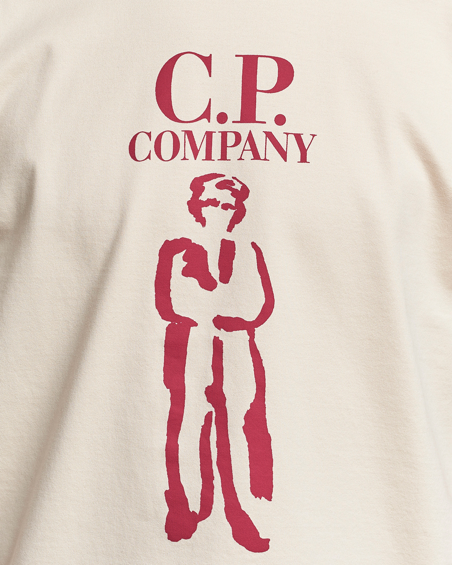 Men | T-Shirts | C.P. Company | Mercerized Heavy Cotton Logo T-Shirt Ecru