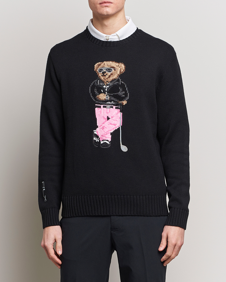 Men |  | RLX Ralph Lauren | Bear Golfer Knitted Sweater Polo Black